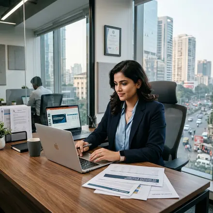 A Chartered Accountant reviewing a client’s documents